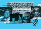 An illustration of Black drivers throughout NASCAR's history, including Wendell Scott, Willy T. Ribbs, Bill Lester and Bubba Wallace.