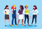 five women in engineering graphic