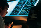 Doctor looking at brain scans on a screen