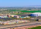 An aerial photo of State Farm Stadium in Glendale, Arizona.