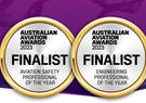 Two badges for finalists