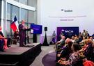 Leidos Sr. Vice President Anil Tailor delivering a keynote to an audience at the new Leidos office in Port San Antonio