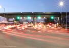 A time lapse photo depicting traffic entering Tinker Air Force Base via the Main Gate Feb. 15, 2024.