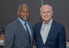 Hampton University President Darrell K. Williams and Leidos CEO Tom Bell 
