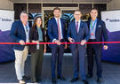 Image of Tom Clark, CEO - Workspace Commercial Furniture, Kerry Cawthorne, Divisional Finance Business Operations Manager - Leidos Australia, James Woodhams, Vice President Airborne Solutions - Leidos Australia, the Hon Stephen Mullighan, South Australian Treasurer and Minister for Defence and Space Industries and Brenton Cox, CEO - Adelaide Airport at the official opening of Leidos' South Australian office
