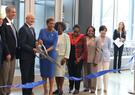 Leidos CEO Tom Bell and Drake State President Dr. Patricia Sims cut the ribbon for the Leidos Advanced Training Complex.