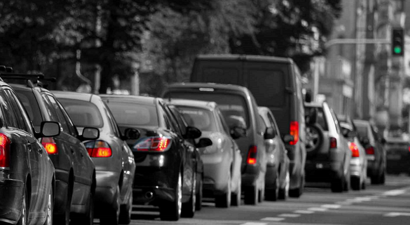 Cars in traffic jam
