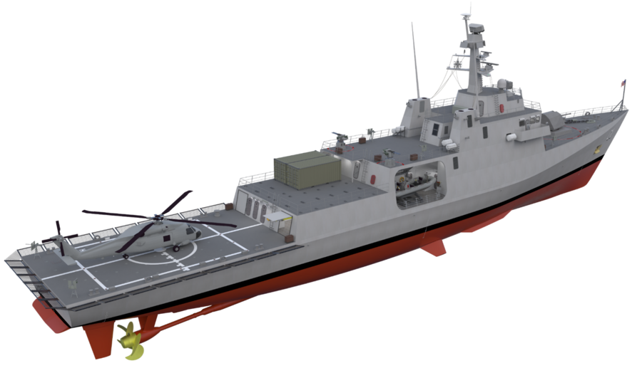 A diagram of a 86m boat.