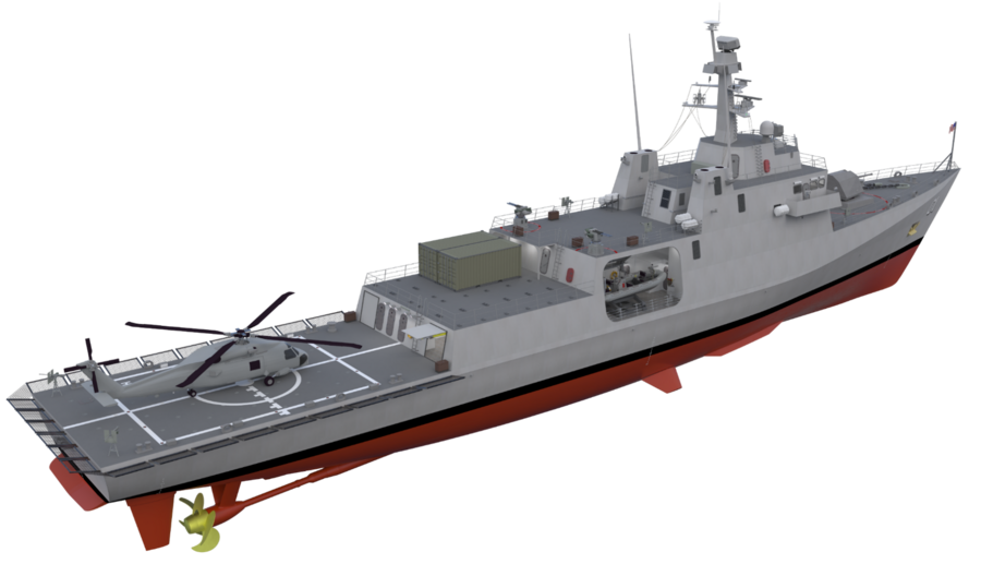 A diagram of a 86m boat.