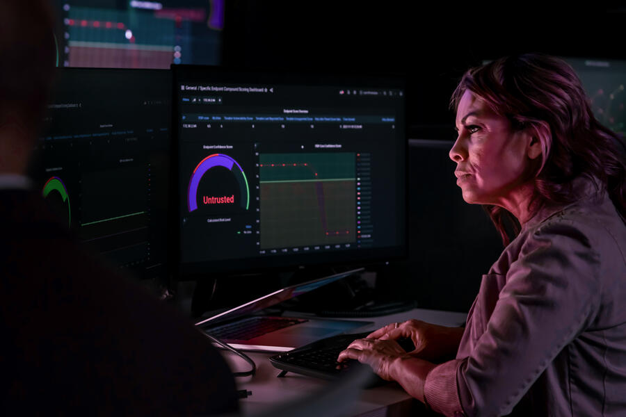 A trusted mission AI system helps the cyber analyst with her job, but she makes the final decisions. 