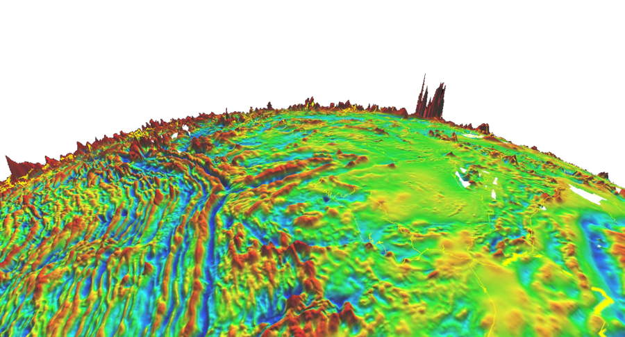 Contour map of the geomagnetic field by NOAA