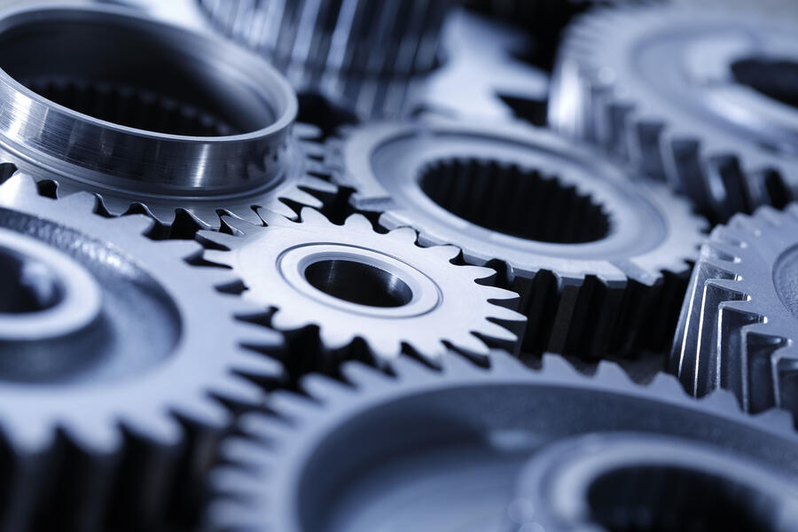 Up-close view of a set of gears