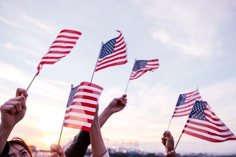 Waving American Flags