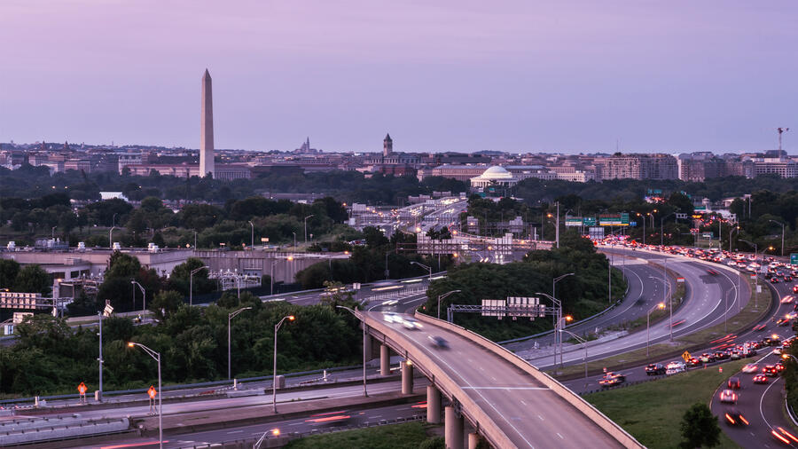 Twilight skyline of Washington D.C.