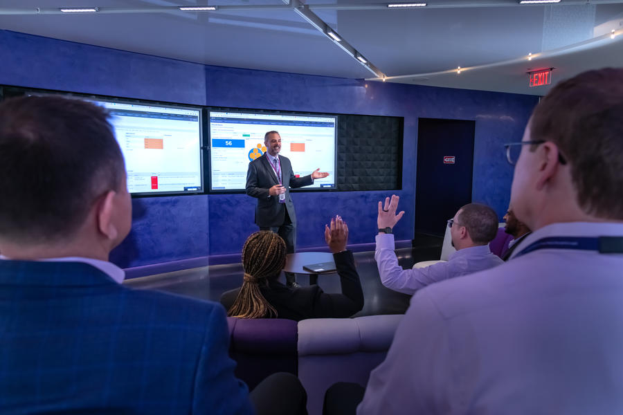 A man speaking to a crowd