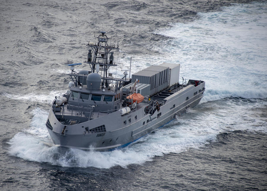 The large unmanned surface vessel Ranger transits the Pacific Ocean to participate in Exercise Rim of the Pacific (RIMPAC) 2022.