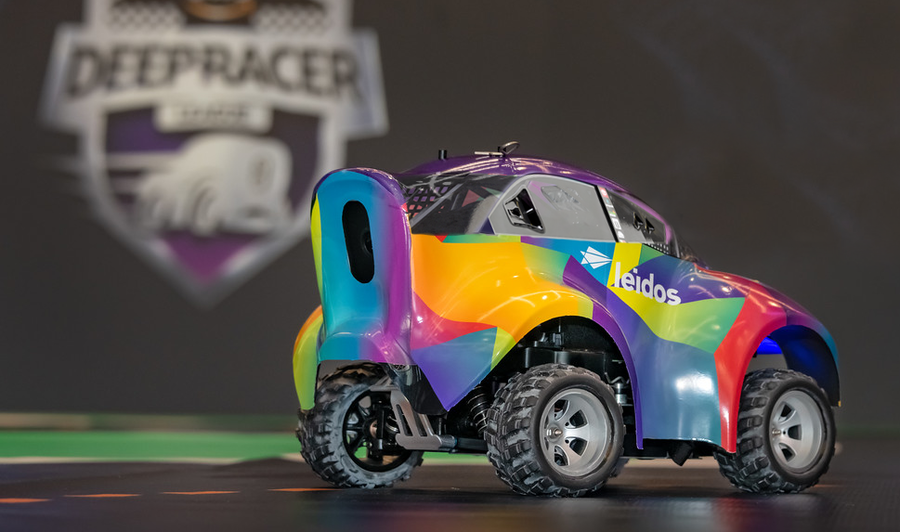 A fully autonomous miniature racecar modeled after NASCAR driver Bubba Wallace's Leidos No. 23 Camry TRD