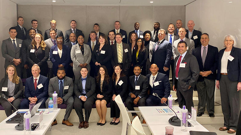 group of attendees at Hiring Our Heroes huddle at Leidos headquarters