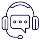 icon of message bubble with headset on