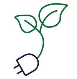 Icon of plug with leaf
