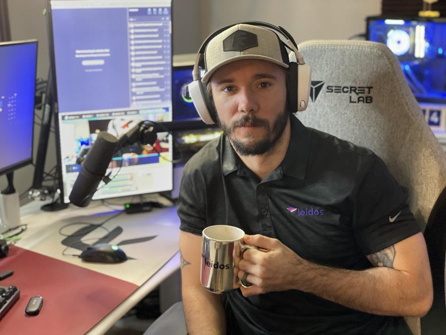 Ron Adkins in front of his gaming setup