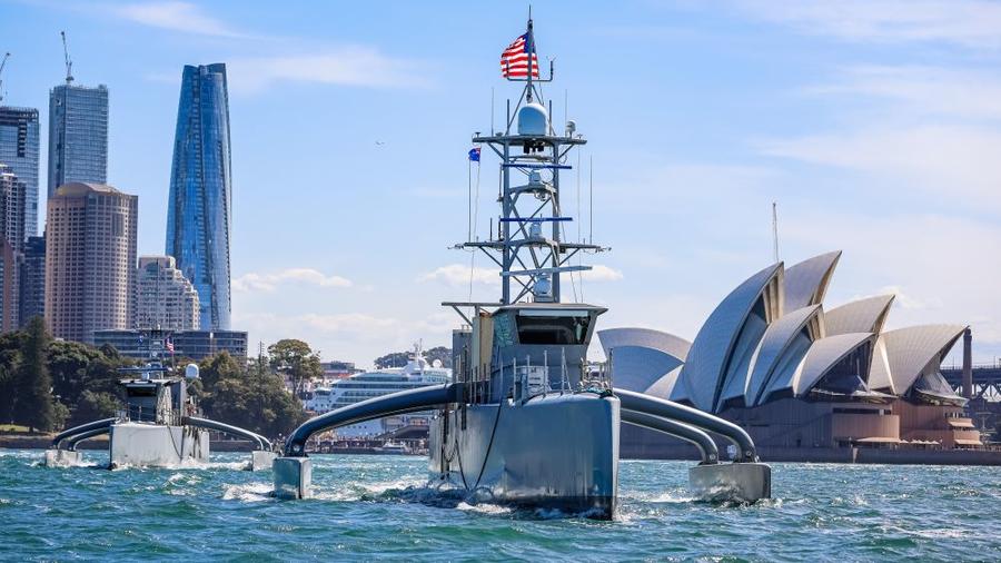 Seahawk and Sea Hunter sail through Sydney Harbor as part of IBP 23.2.