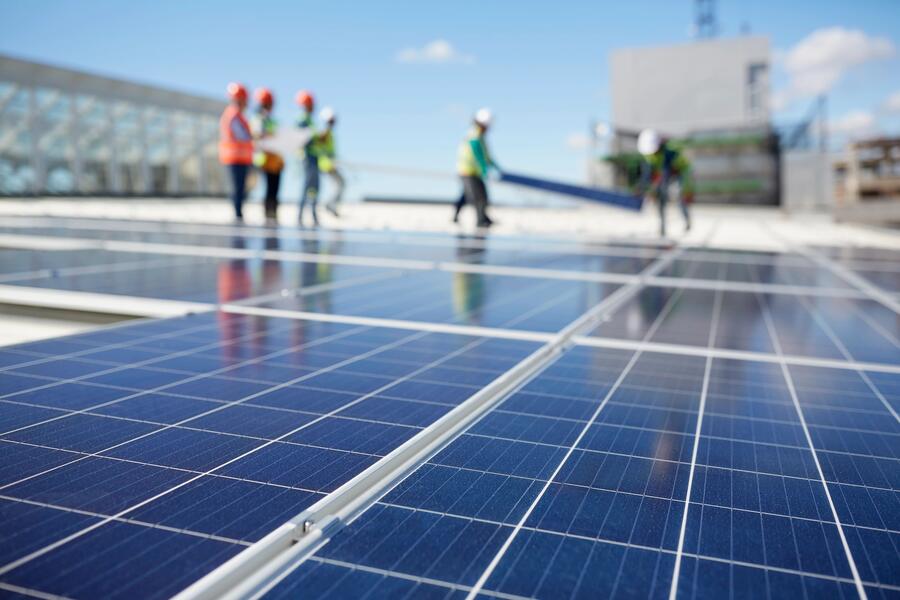 Civil workers laying down an energy grid