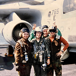 Lisa Declore in front of plane