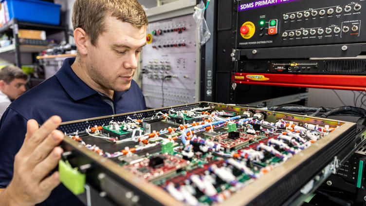 Engineer working on equipment