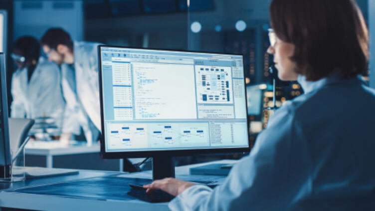 female using software on computer screen