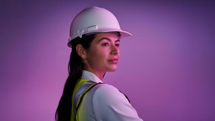woman with a hard hat