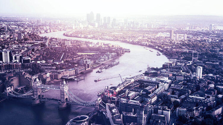 London skyline featuring the Thames and Tower Bridge