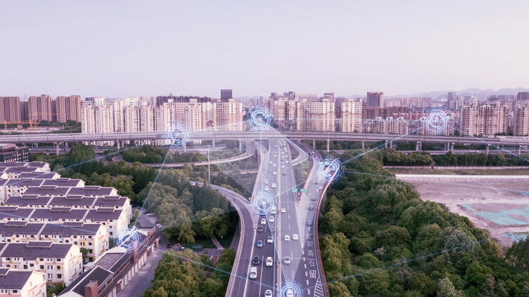 Aerial view of a highway