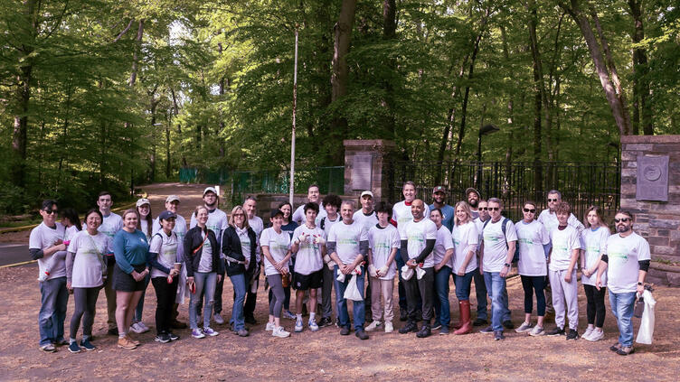 A group of people in a forest