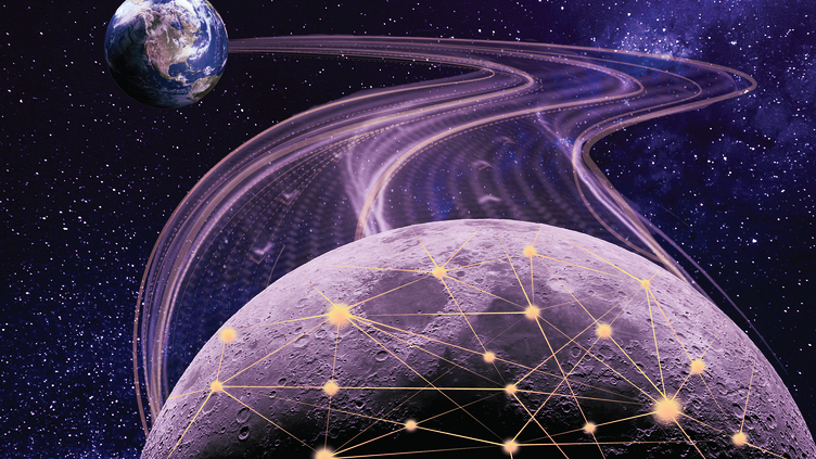 the moon and planet Earth in space