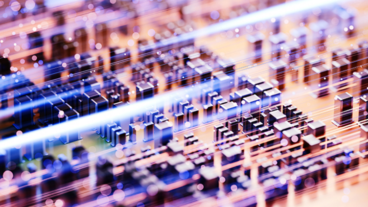 zoomed in view of circuit board