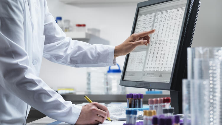 lab results on computer screen