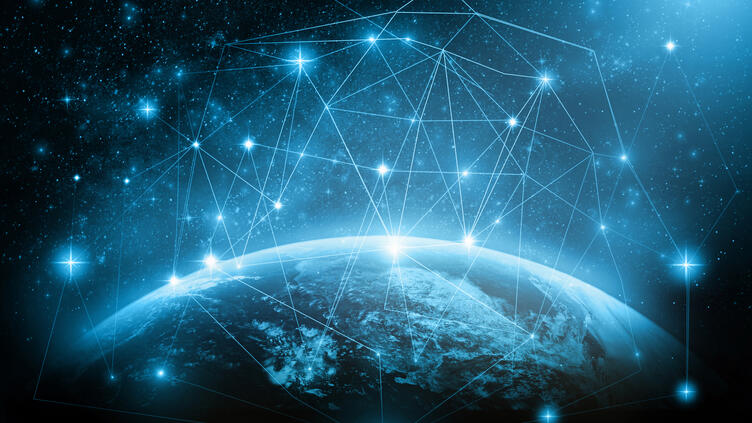 Earth with connections digitally over it