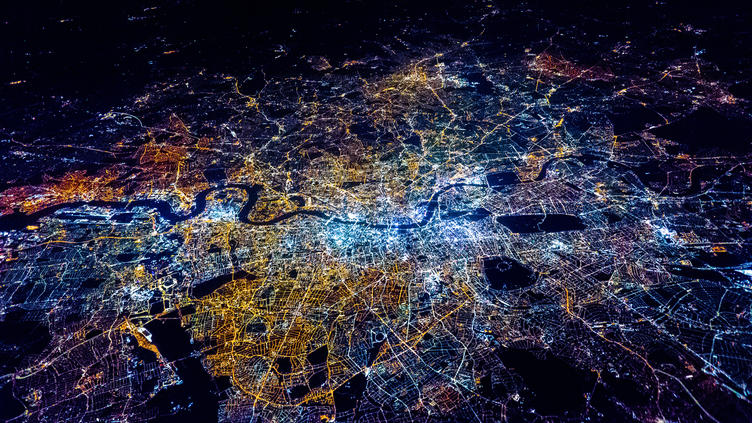 UK London Satellite image night
