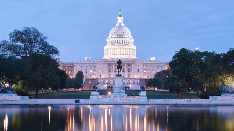 The U.S. Capitol at dusk
