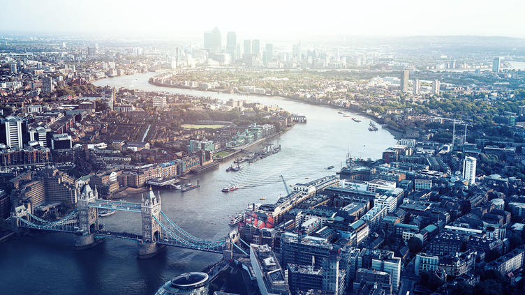 London skyline featuring the Thames and Tower Bridge