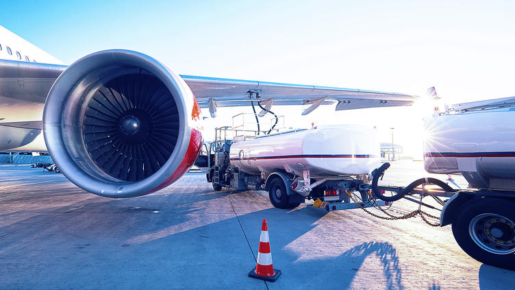 close up of airplane engine