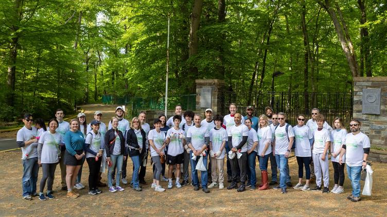 A group of people in a forest
