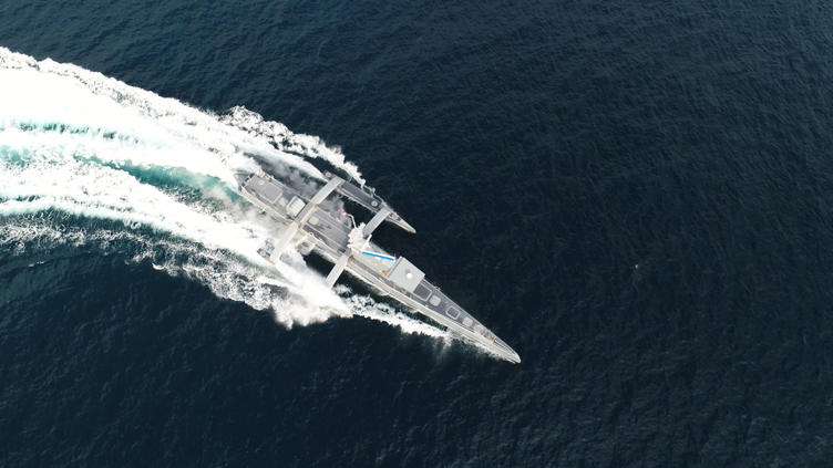 An aerial shot of unmanned vessel