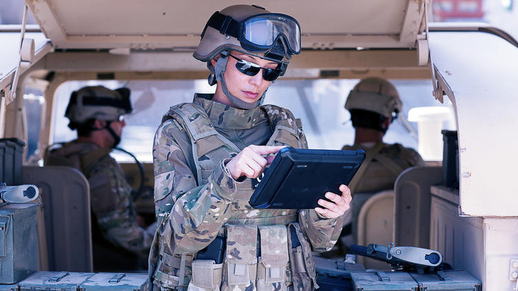 Solider with iPad